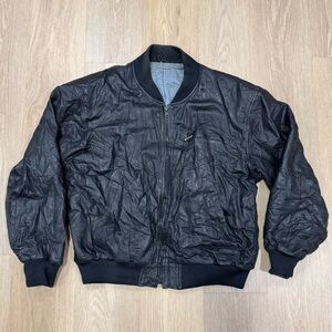 Men's vintage Black leather Bomber Jacket